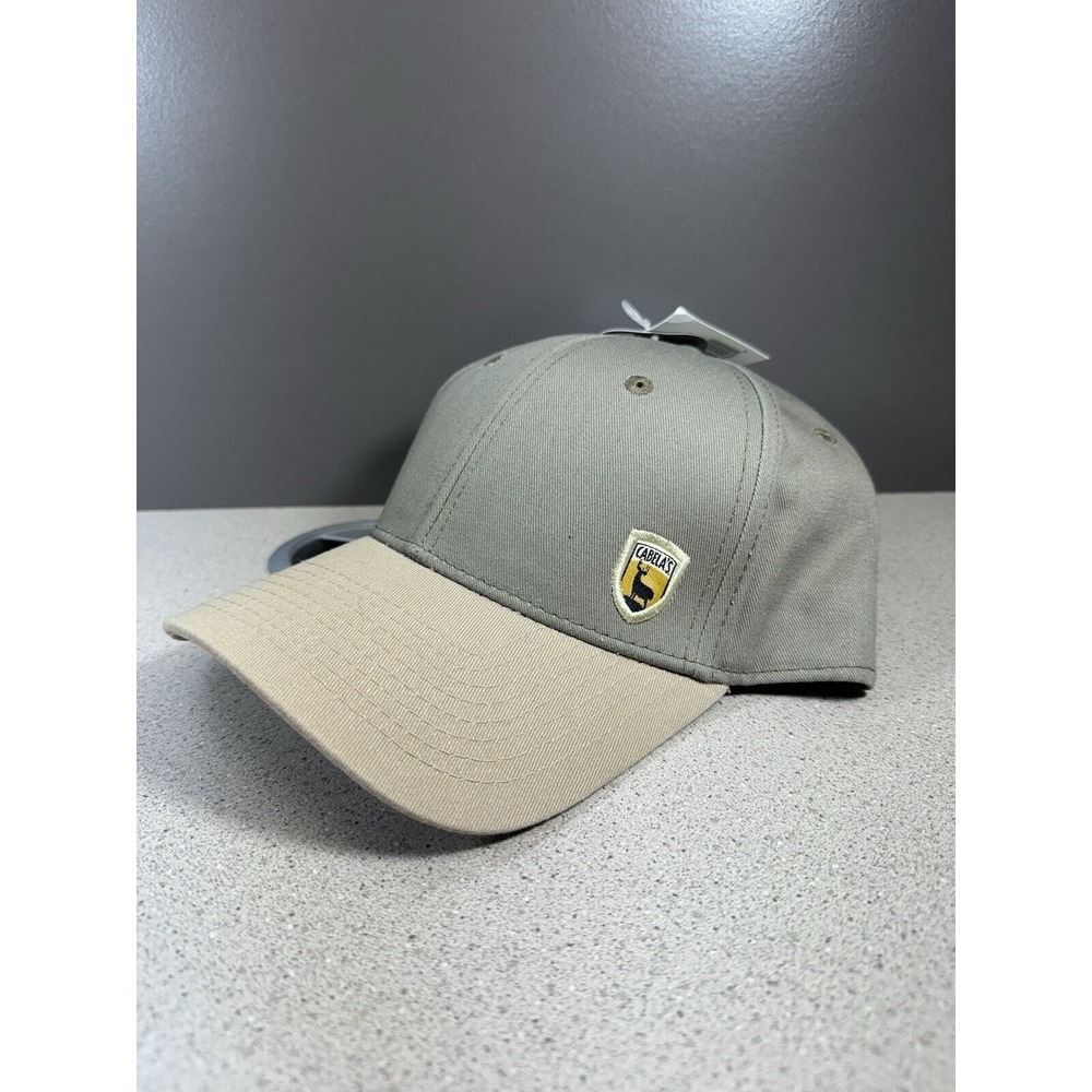Cabela's Badge‎ Cap 2 Tone Gray Beige Brim Adjustable One Size Q3 Moisture Mgmt
